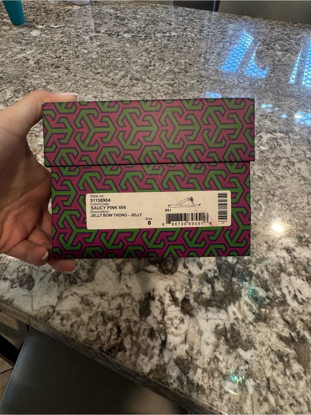 Tory Burch Pink and Green Patterned Shoe Box - Picture 1 of 3